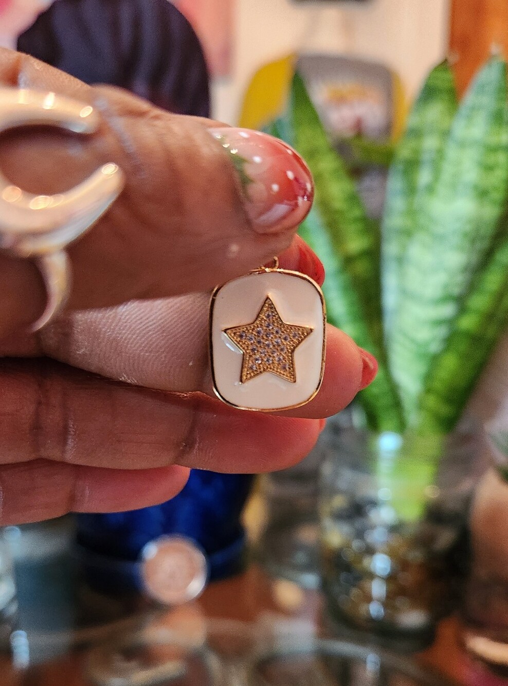 Treasure Jewels Gold Star White Enamel Pendant Necklace - Women Jewelry